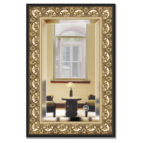 veidrodis su remu auksinis