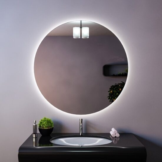 Apvalus veidrodis su LED apšvietimu