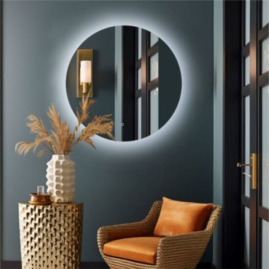 Apvalus veidrodis su LED apšvietimu