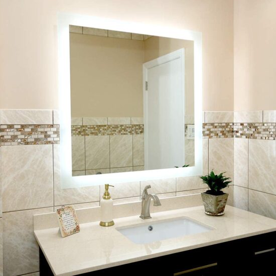 Rectangular mirrors with LED lighting