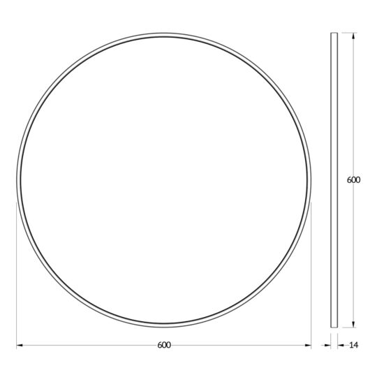 apvalus veidrodis su rėmu 60 cm