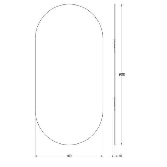 Ovalus veidrodis 40x90