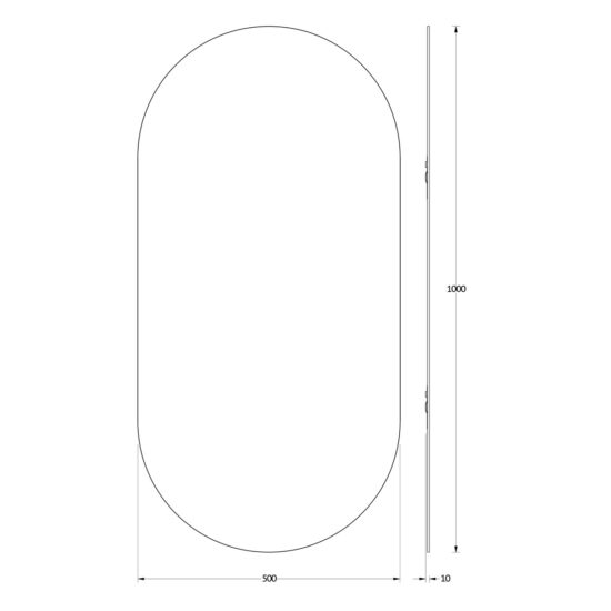 Ovalus veidrodis 50x100