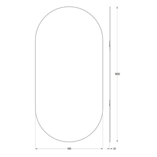 Ovalus veidrodis 500x900