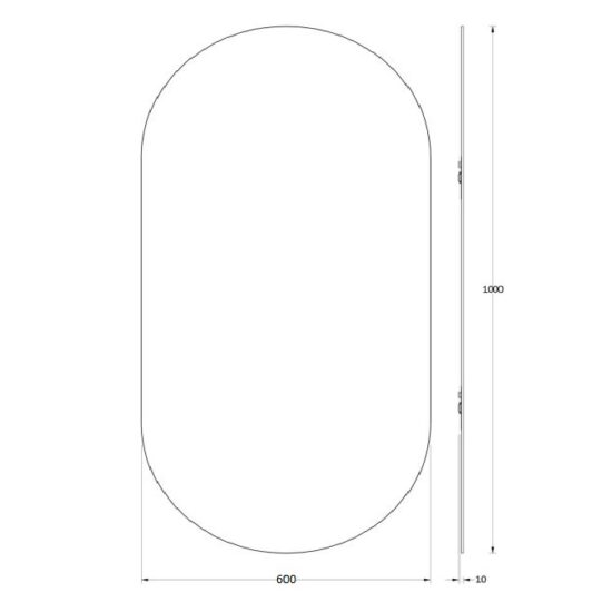 Ovalus veidrodis 600x1000