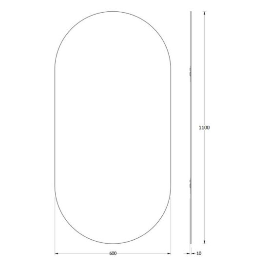 Oval mirror 600x1100