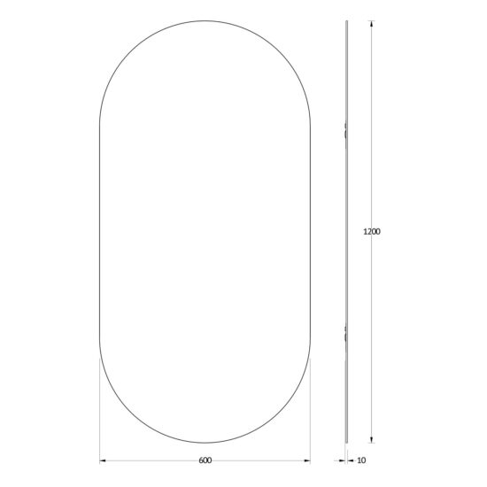 Ovalus veidrodis 60x120