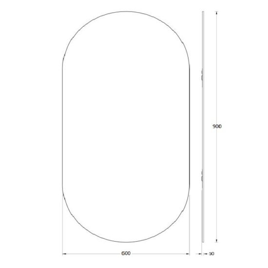 Ovalus veidrodis 600x900