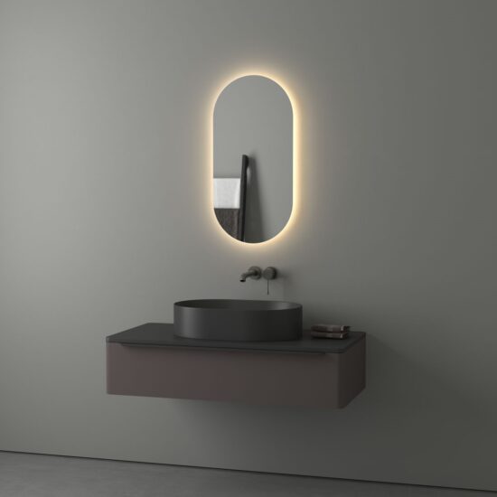 Oval mirror with LED 40x80