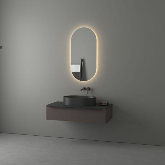 Oval mirror with LED 50x100