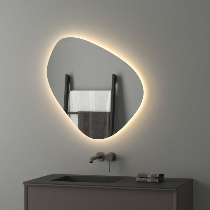 pebble mirror with LED backlight 70x70 pebble mirror with LED