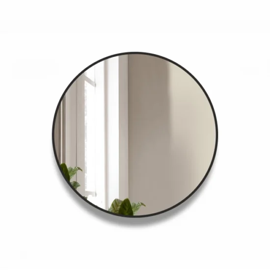 Apvalus veidrodis su juodu remu