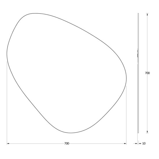 Nestandartiniu formu veidrodis 70x70