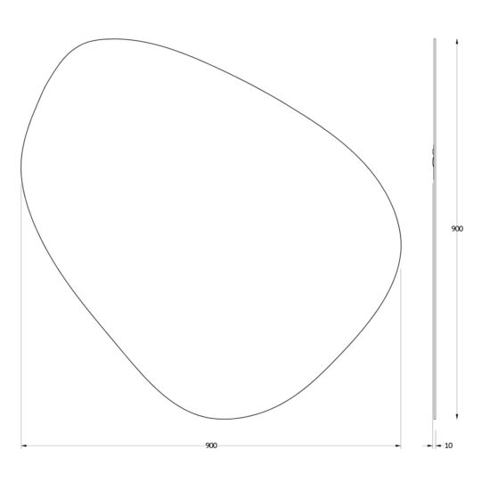 Nestandartiniu formu veidrodis 90x90