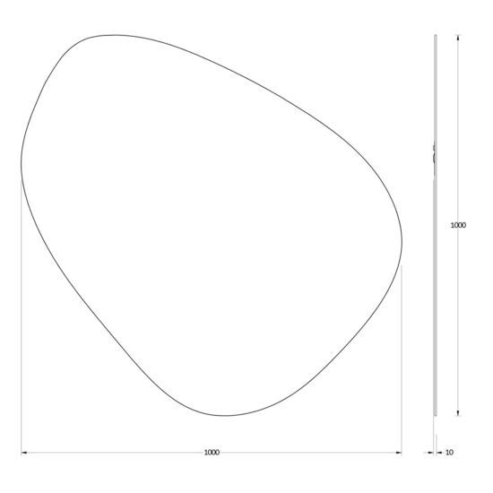 Nestandartiniu formu veidrodis 100x100