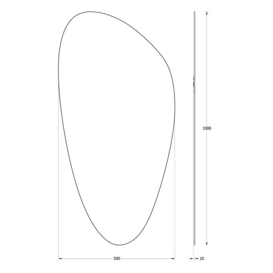 Nestandartiniu formu veidrodis 50x100