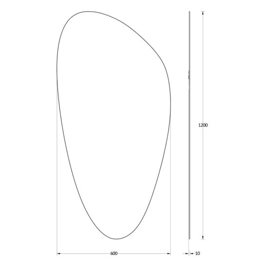 Irregularly shaped mirror 60x120