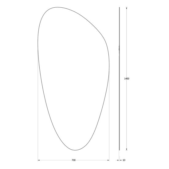 Netaisyklingos formos veidrodis 70x140