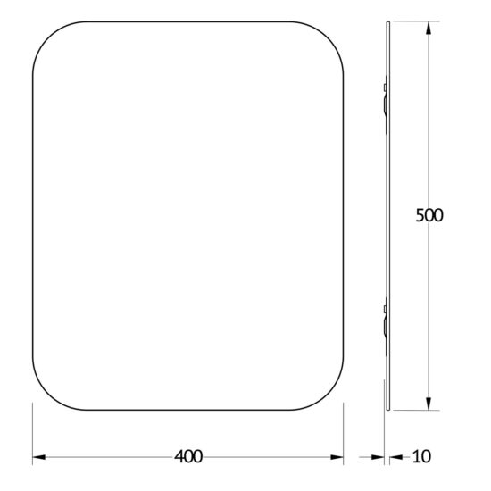 Mirror with rounded corners