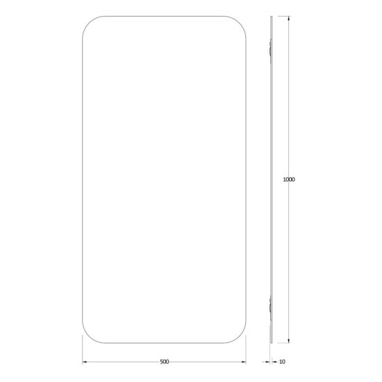 Veidrodis uzapvalintais kampais 50x100