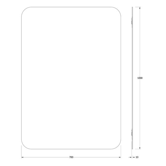 Veidrodis uzapvalintais kampais 70x100