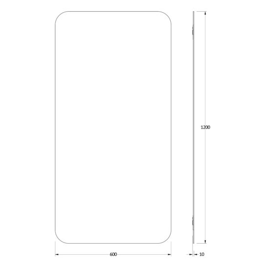 Mirror in rounded corners 60x120