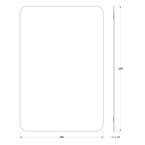 Veidrodis 80x120 uzapvalintais kampais