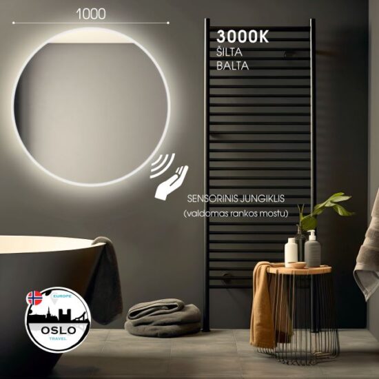 Apvalus veidrodis su apsvietimu