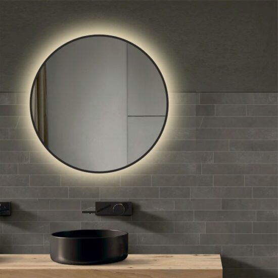 Round mirror with black frame