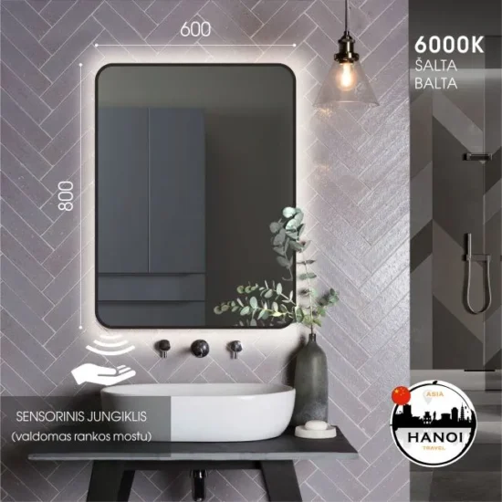 Veidrodis su juodu remu