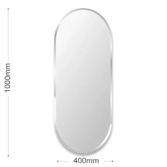 Oval mirror with facet