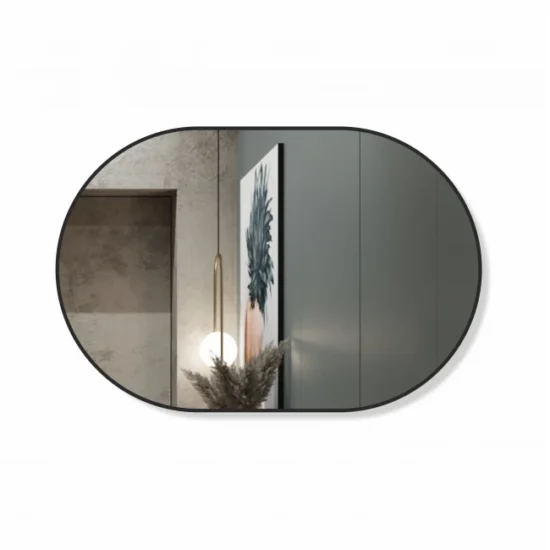 Oval mirror with black frame