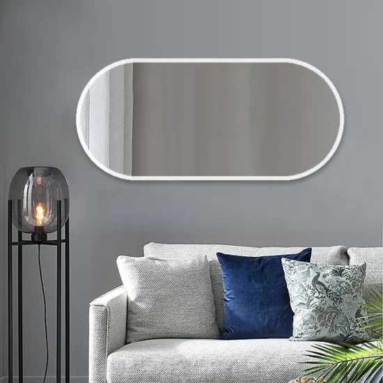 Ovalus veidrodis su baltu remu