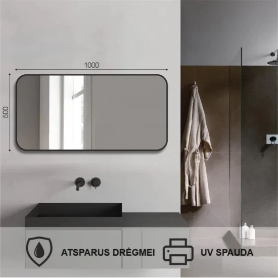 Mirror with rounded corners 100x50