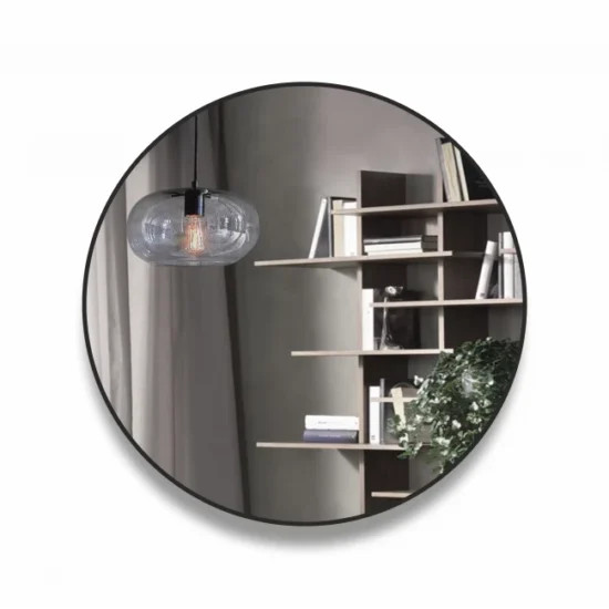 Apvalus veidrodis su juodu remu