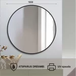 Apvalus veidrodis su juodu remu