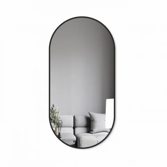 Ovalus veidrodis su juodu remeliu