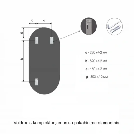 Ovalus veidrodis su juodu remeliu