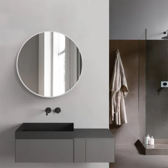 Apvalus veidrodis su baltu remu 50 cm