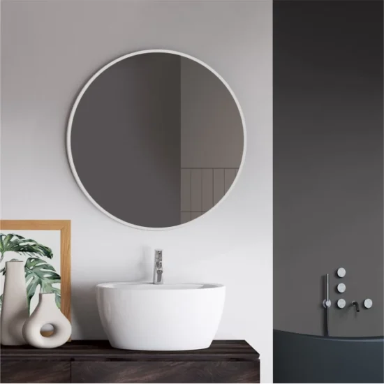 Apvalus veidrodis su baltu remu 60 cm