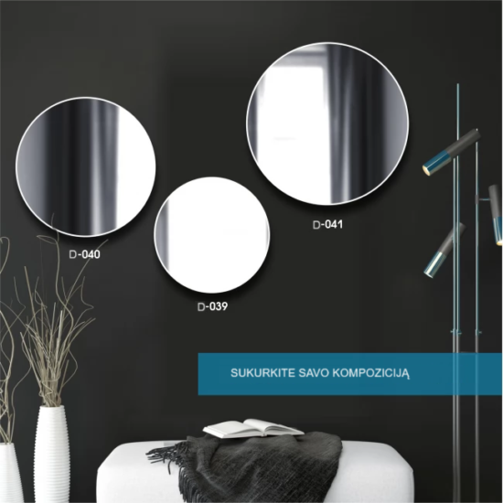 Apvalus veidrodžiai su baltu remu