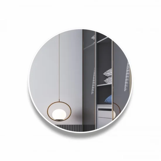 Apvalus veidrodis su baltu rėmeliu 70 cm. D-041