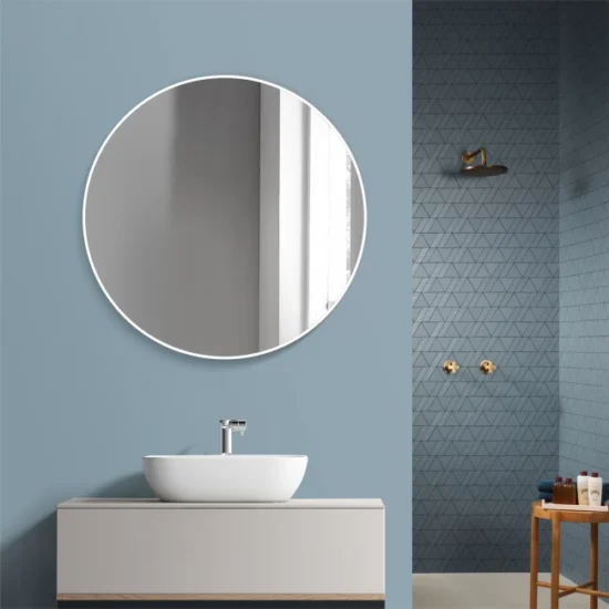 Apvalus veidrodis su baltu remu 70 cm