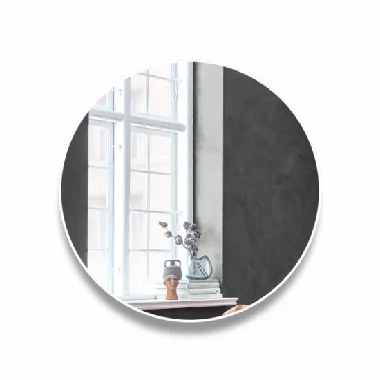 Round mirror with white frame 80 cm