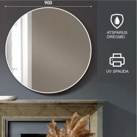 Round mirror with white frame 90