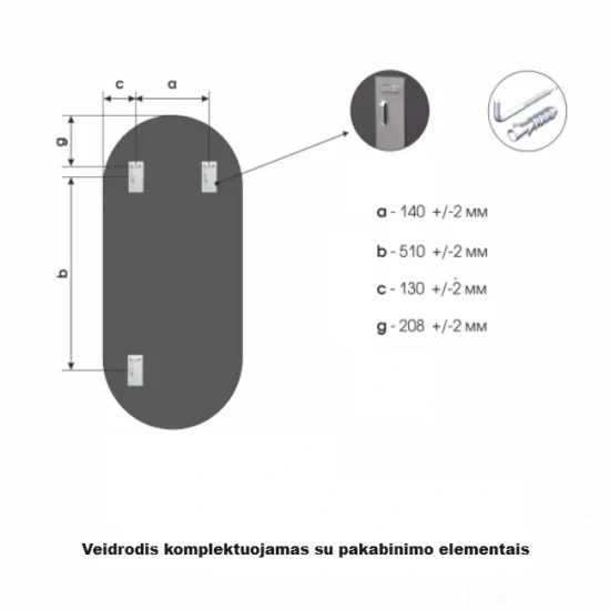 Ovalus veidrodis 40x100
