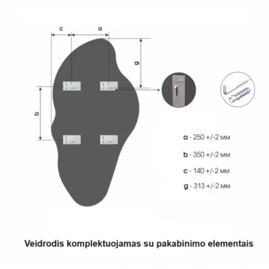 Irregularly shaped mirror 110x60