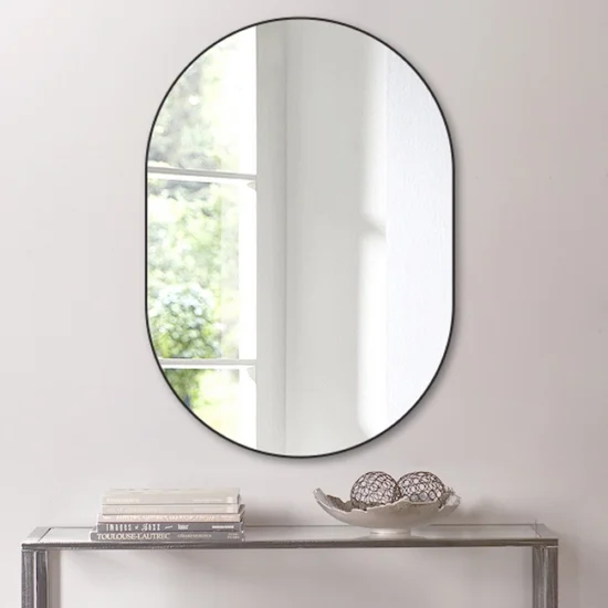 Ovalus veidrodis su juodu remu