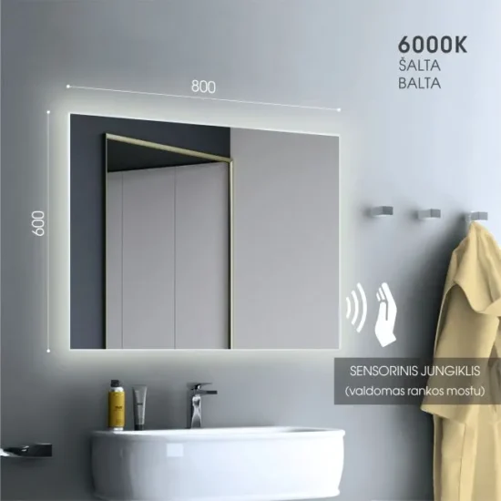 Veidrodis su led 80x60