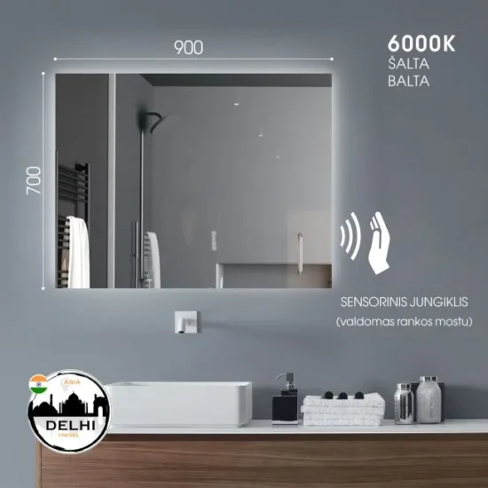 Veidrodis su led 90x70